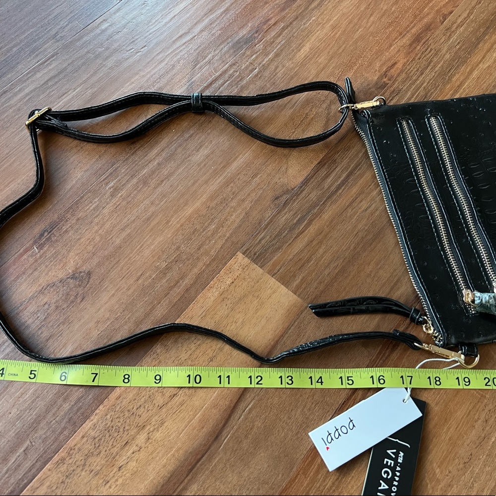 NWT Poppi Vegan Black Croco Leather Crossbody Bag! - Picture 11 of 11